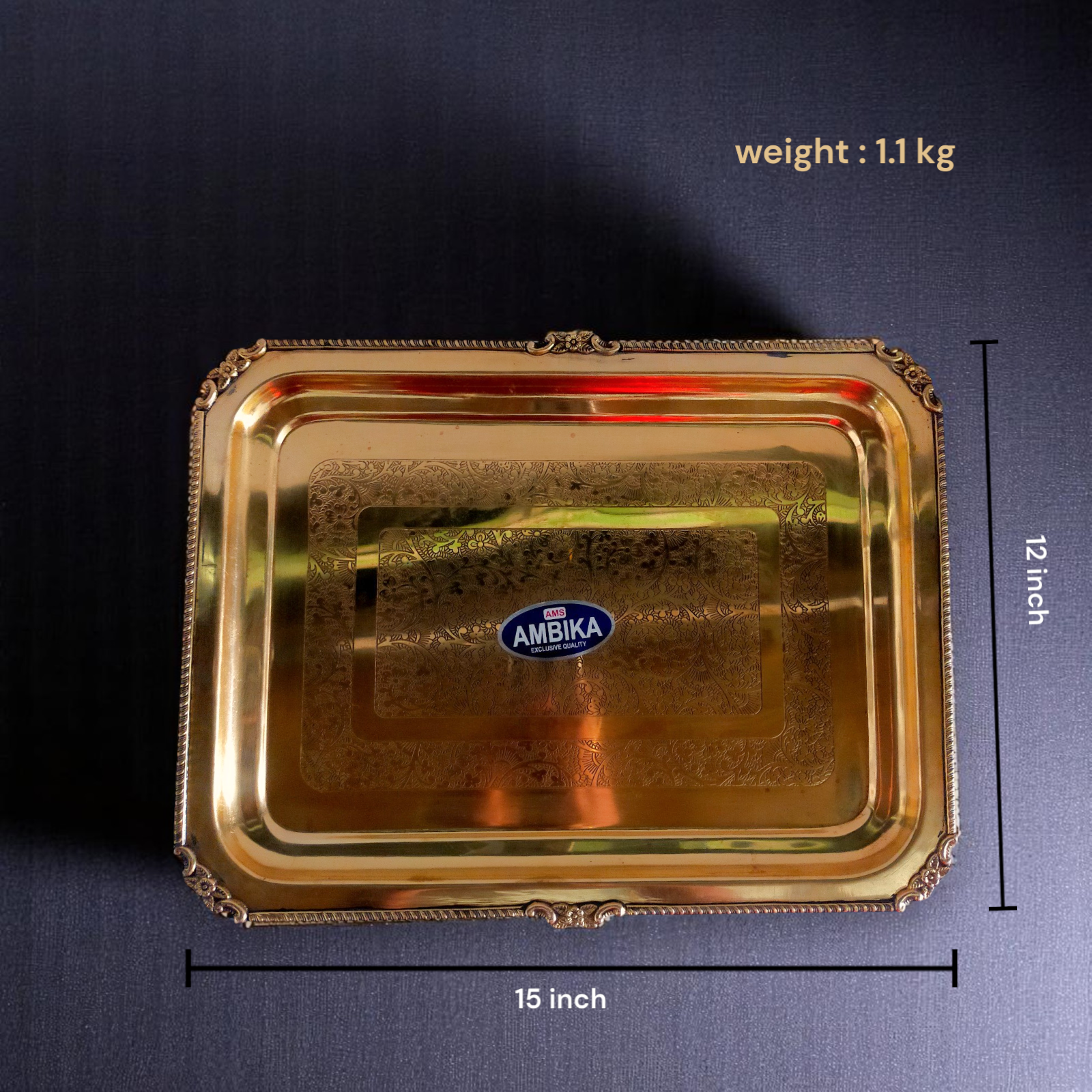 Vintage Design Large Brass Tray
