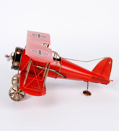 Retro Miniature Red Military Aircraft Showpiece