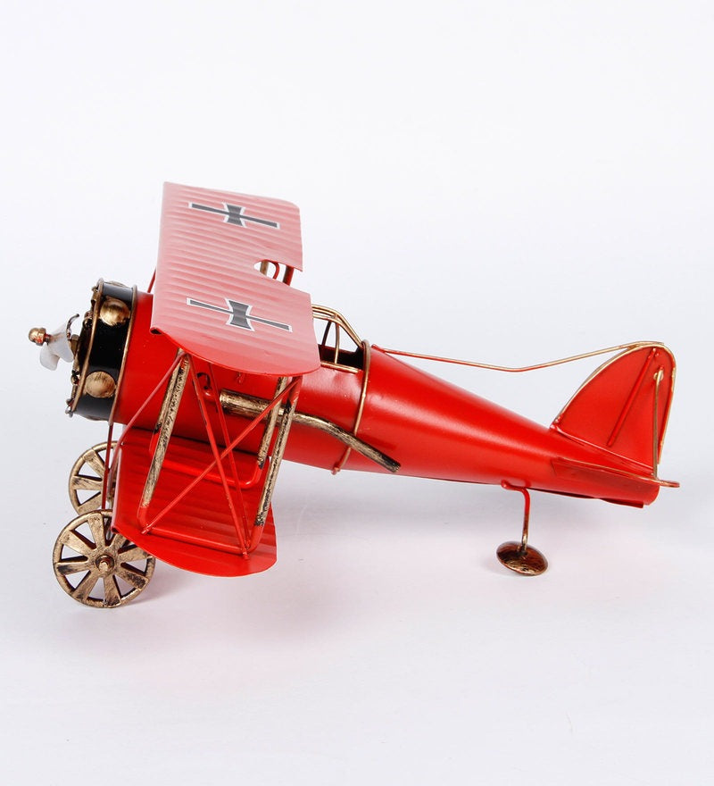 Retro Miniature Red Military Aircraft Showpiece