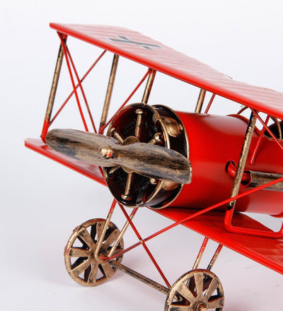 Retro Miniature Red Military Aircraft Showpiece