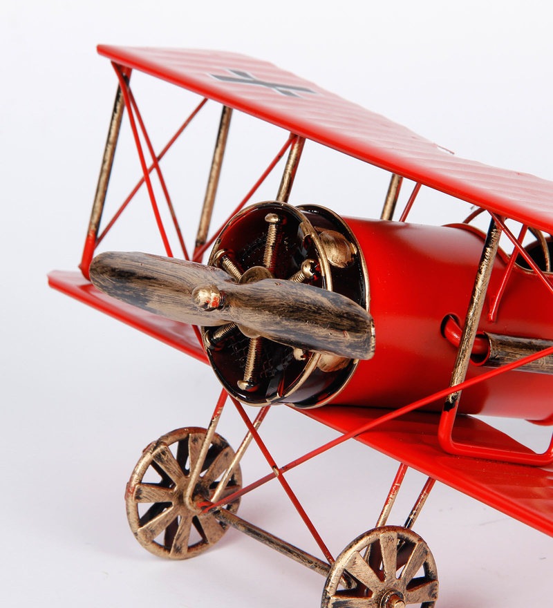 Retro Miniature Red Military Aircraft Showpiece