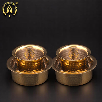 Set of 2 Brass Hammered Coffee Dabara