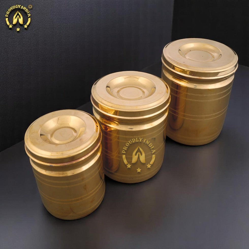 Set of 3 Brass Storage Container