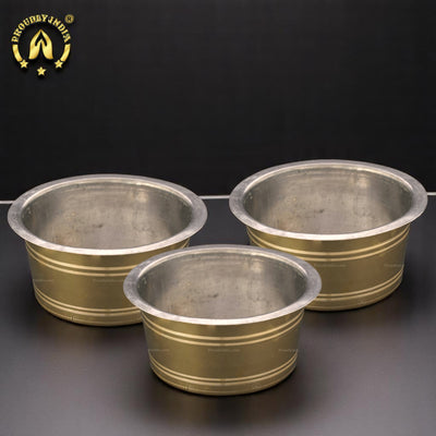 Set of 3 Brass Mysore Gravy Pot