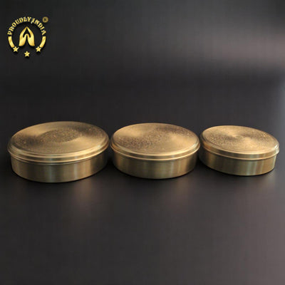 Set of 3 Brass Roti Box Container