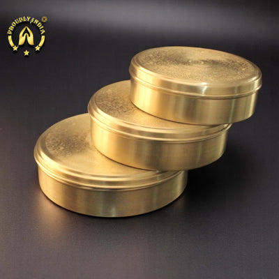 Set of 3 Brass Roti Box Container