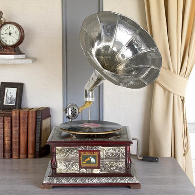 Silver Embossed HMV Gramophone Player