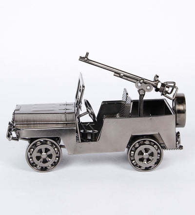 Antique Iron Made Open Military Jeep Miniature Showpiece