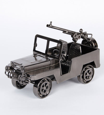Antique Iron Made Open Military Jeep Miniature Showpiece