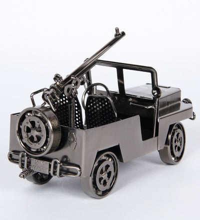 Antique Iron Made Open Military Jeep Miniature Showpiece