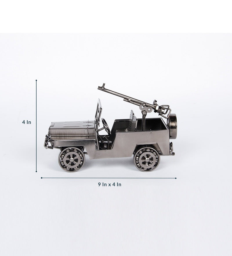 Antique Iron Made Open Military Jeep Miniature Showpiece