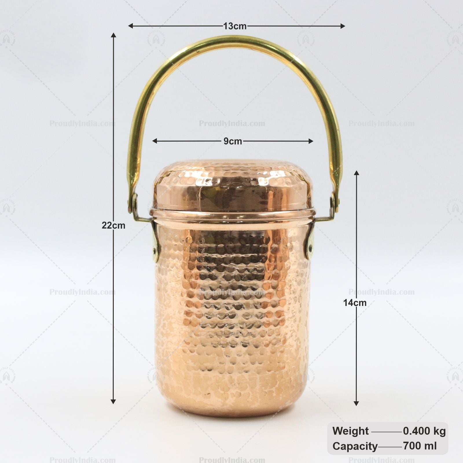 Set Of 3 Copper Storage Container With Brass Handle