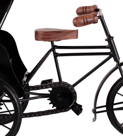 Brown & Black Wood & Metal Vintage Cycle Taxi Showpiece