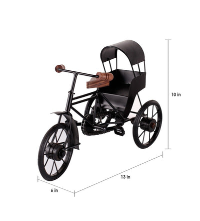 Brown & Black Wood & Metal Vintage Cycle Taxi Showpiece