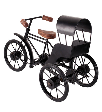 Brown & Black Wood & Metal Vintage Cycle Taxi Showpiece