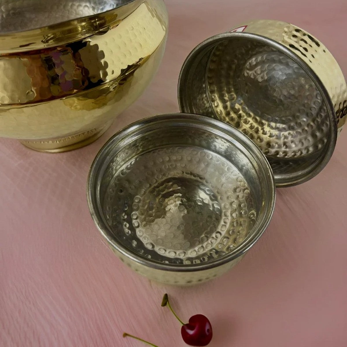 Brass Cooking Handi with Serving Bowl and Ladle