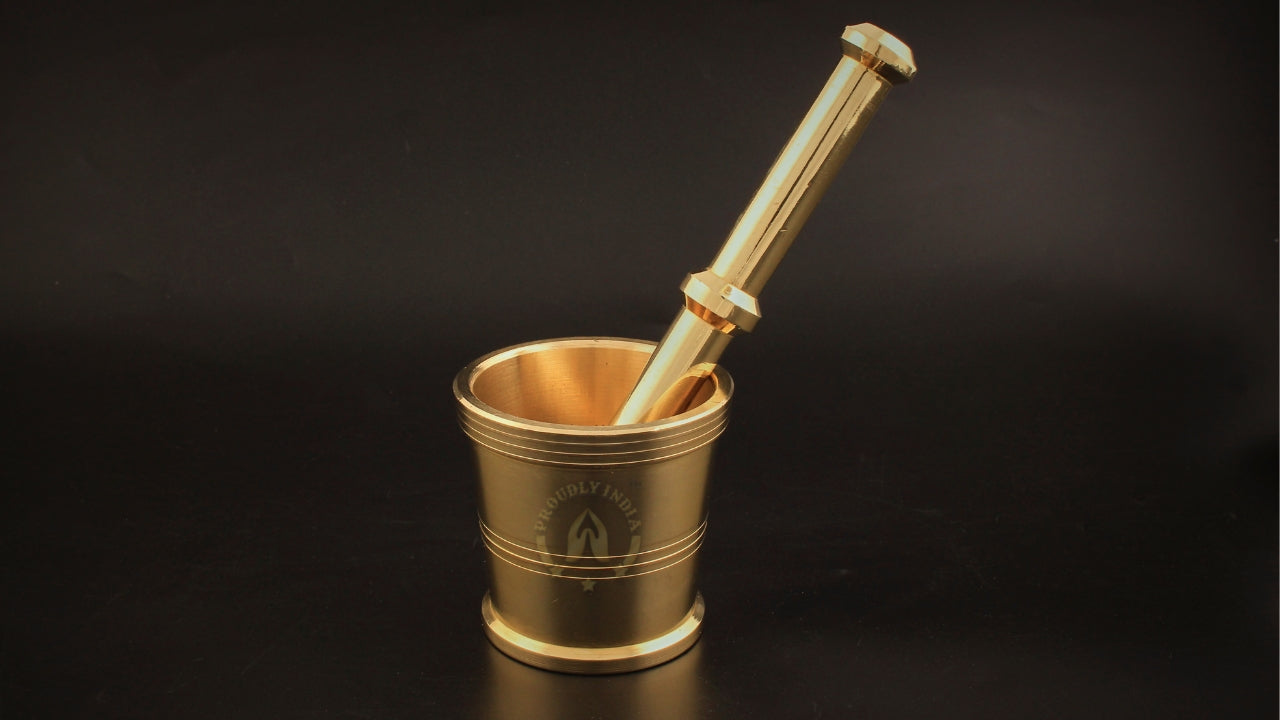 Brass Mortar And Pestle | Khalbatta