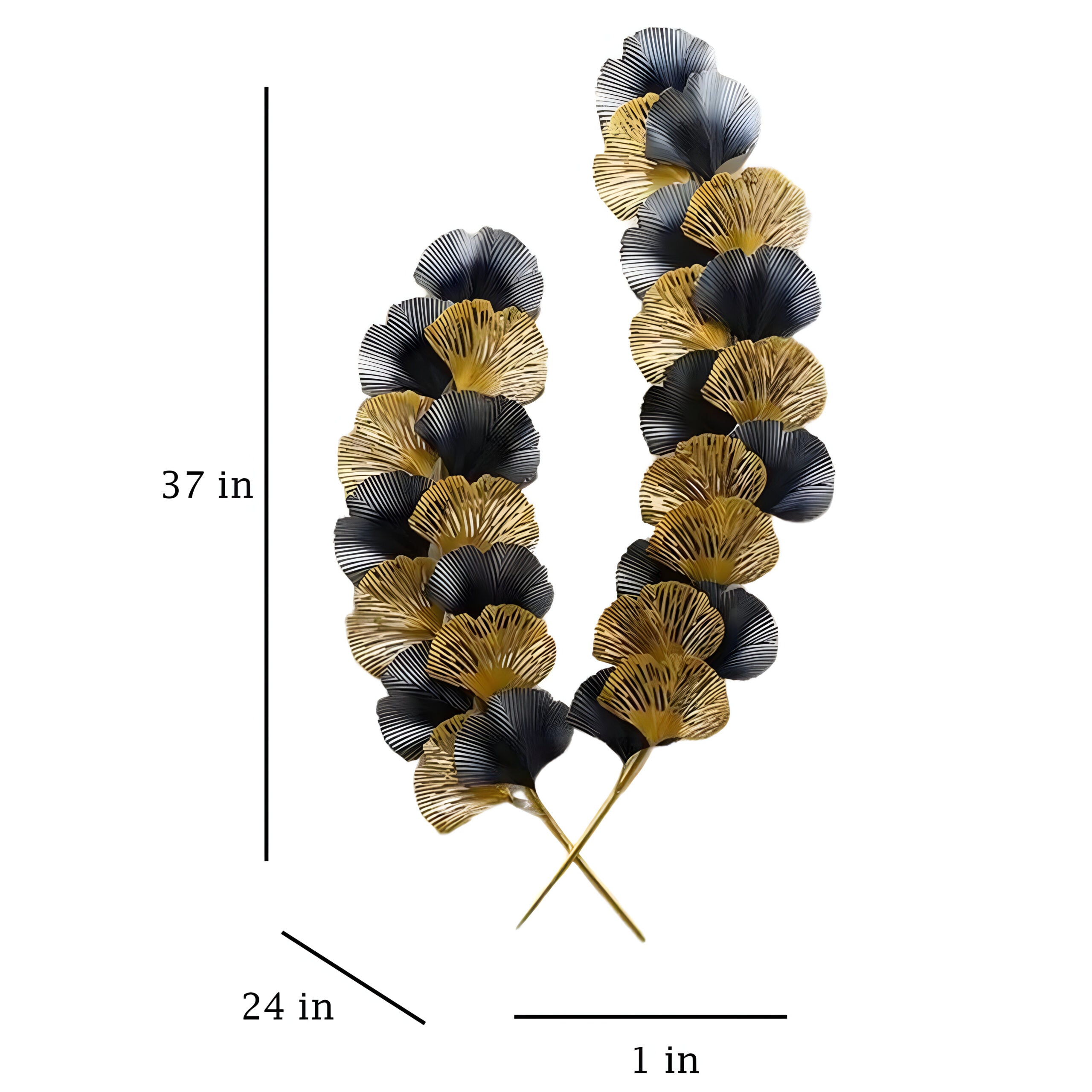 Golden Duet – Ginkgo Leaf Metal Wall Sculpture