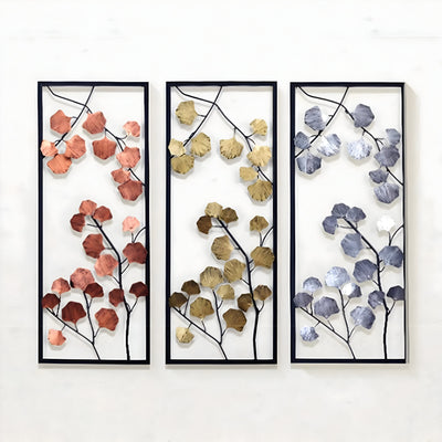 Seasons of Serenity – Set of 3 Framed Metal Leaf Wall Art