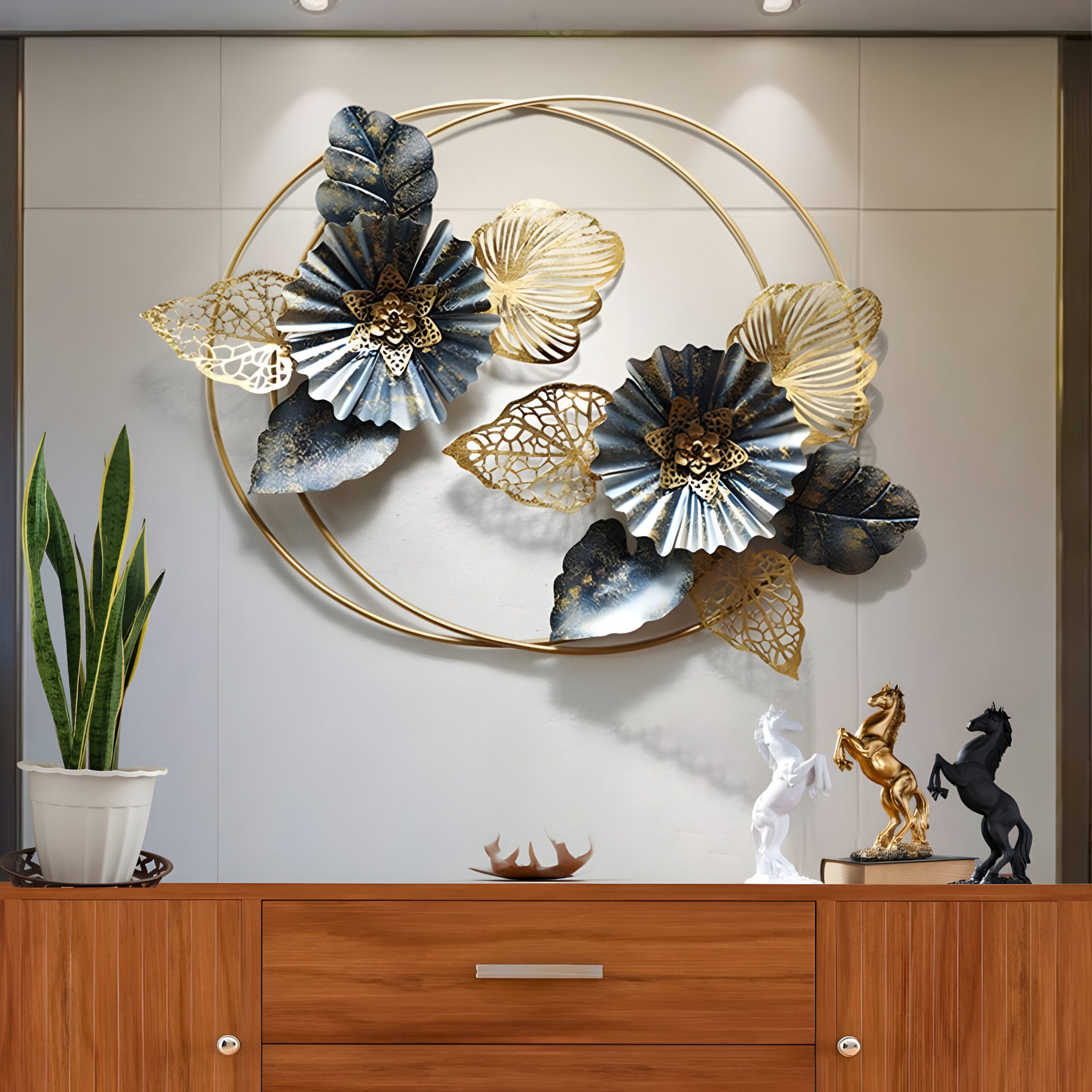 Regal Bloom Harmony Iron Wall Art