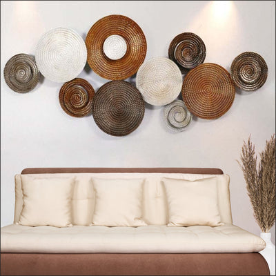Ornamental Round Rustic Brown Gold Textured Wall Art Mural