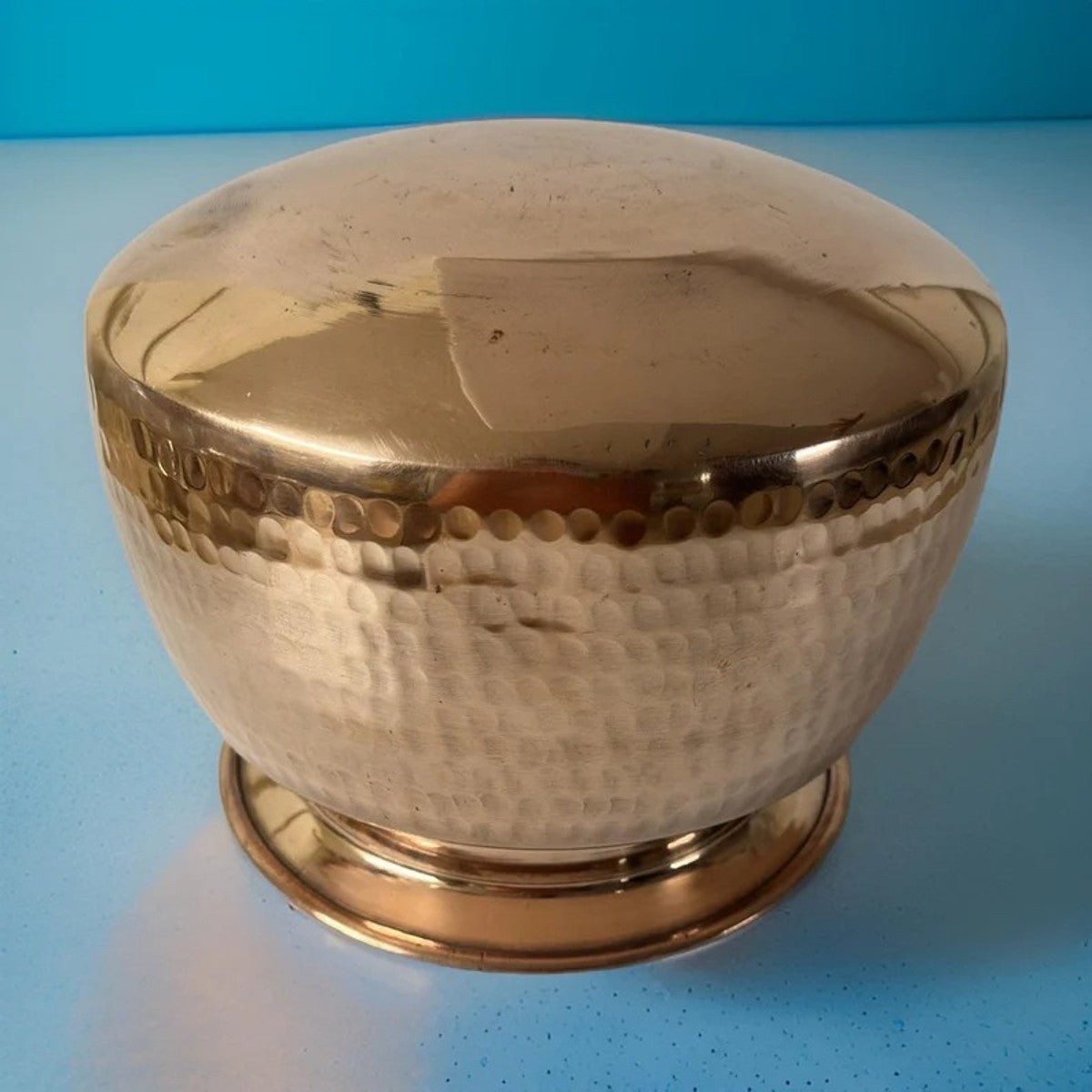 Copper Biriyani Handi 8 Liter With Lid With 3 Serving Bowl and Ladle