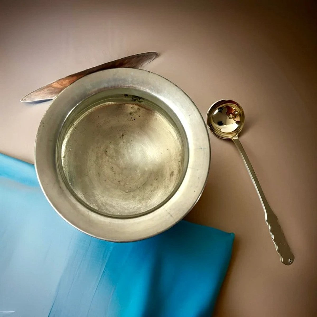 Copper Biriyani Handi 8 Liter With Lid With 3 Serving Bowl and Ladle