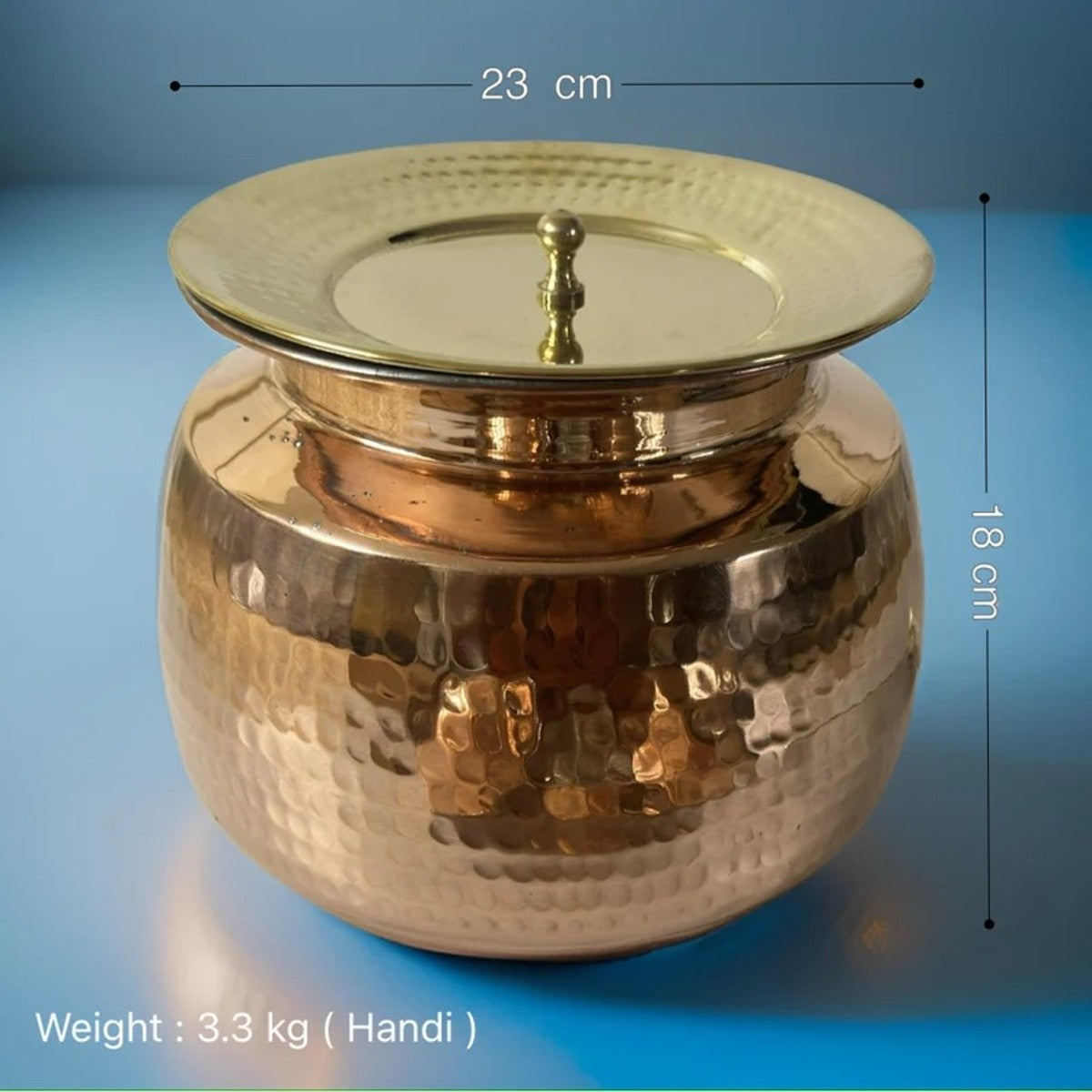 Copper Biriyani Handi 8 Liter With Lid With 3 Serving Bowl and Ladle