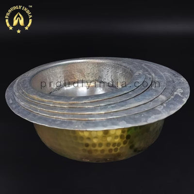 Set of 5 Piece Brass Langadi Set | Nested Brass Pot Set