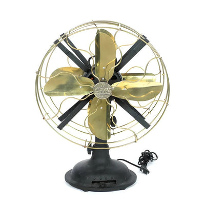 13 Inch Tabletop Double Sided Vintage Style Brass Fan