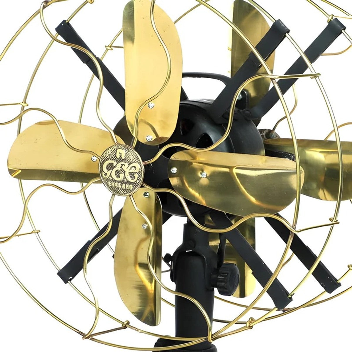 13 Inch Tabletop Double Sided Vintage Style Brass Fan