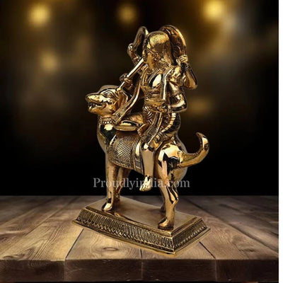 9.75" Brass Kaala Bhairavar Statue