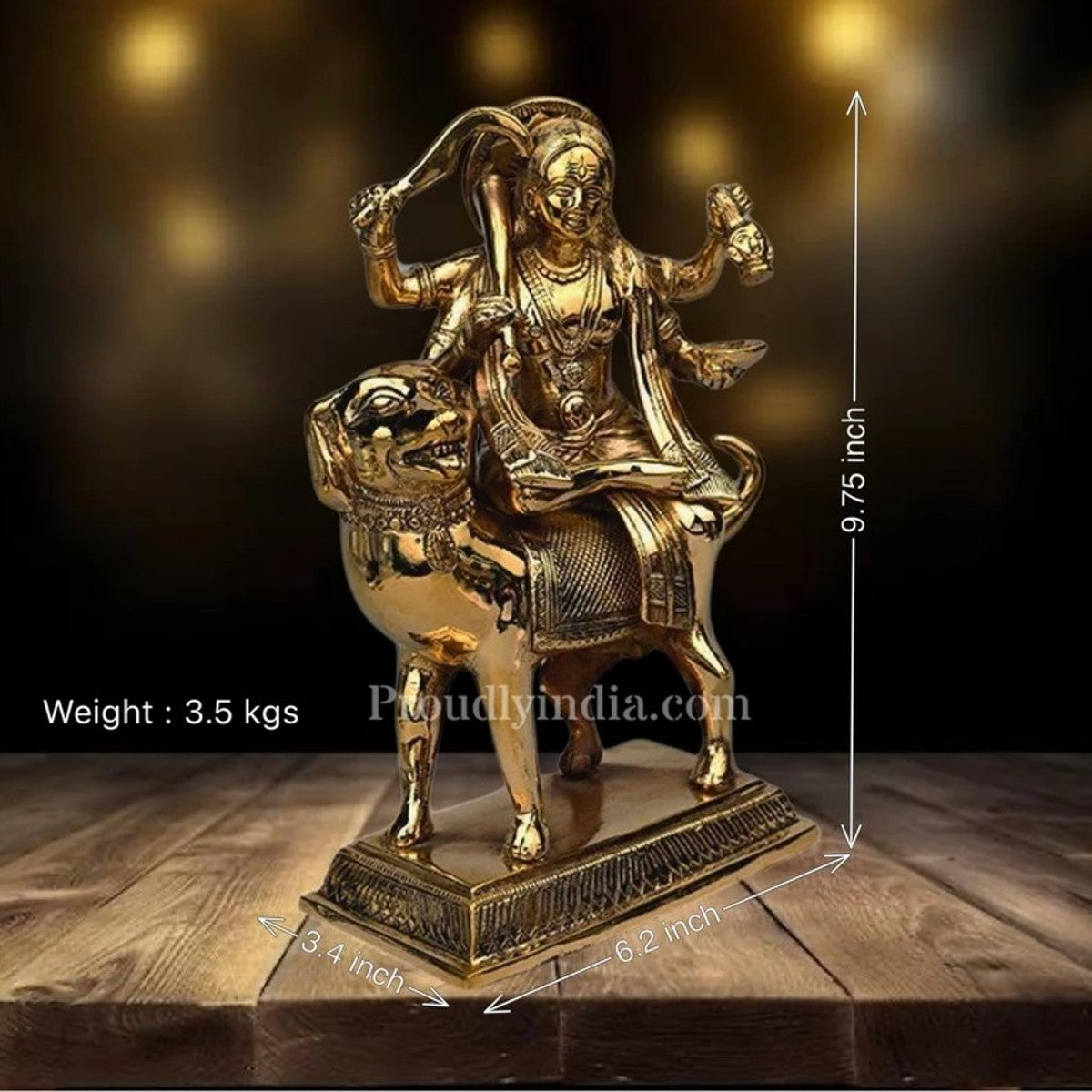 9.75" Brass Kaala Bhairavar Statue