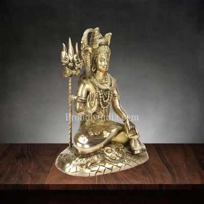 Om Namah Shivaya:10 Inch- Brass Lord Shiva Idol