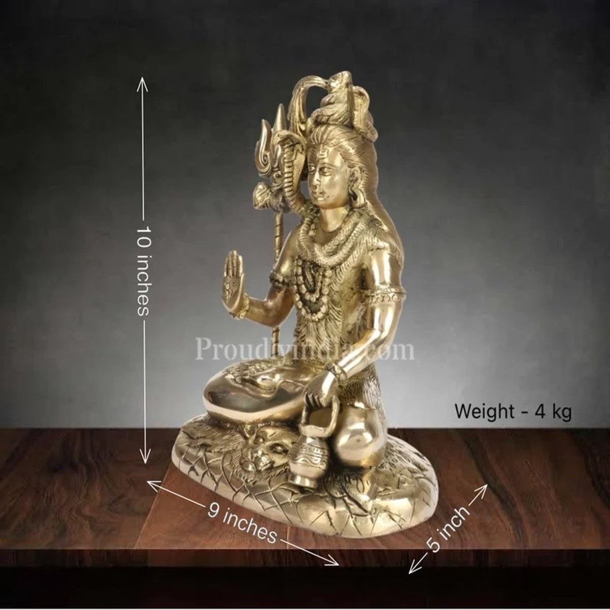 Om Namah Shivaya:10 Inch- Brass Lord Shiva Idol