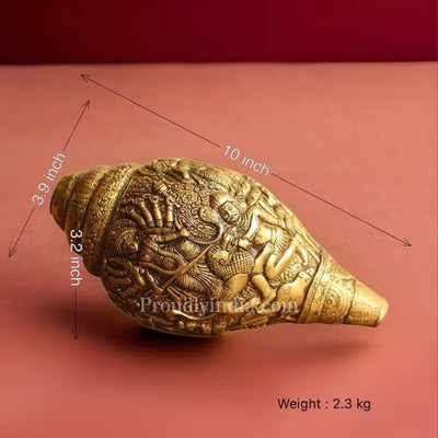 10" Brass Mahishasuramardini Shankh