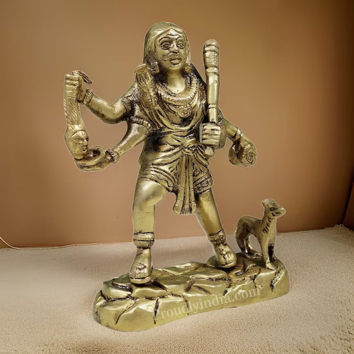 6.5" Brass Kal Bhairav Statue