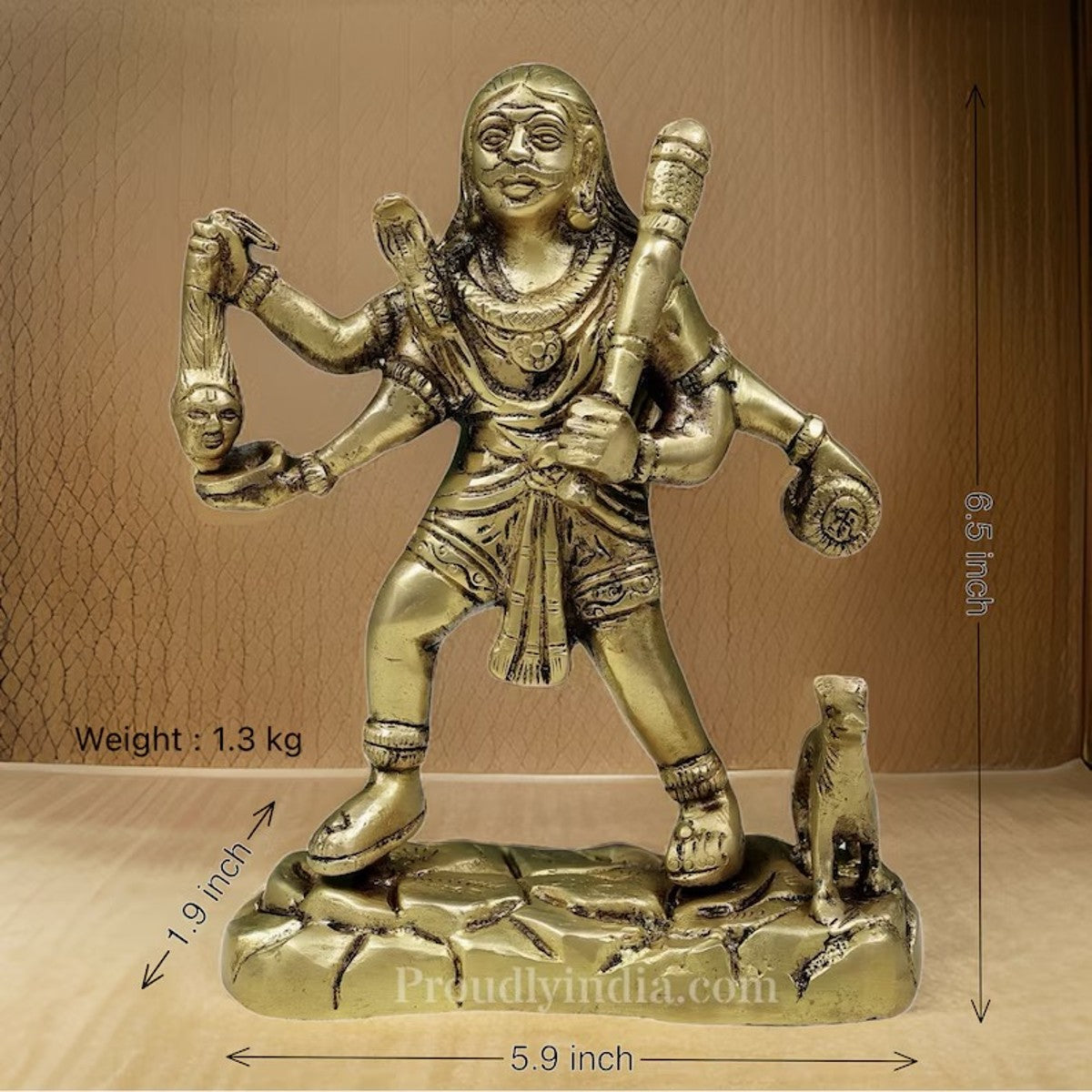 6.5" Brass Kal Bhairav Statue