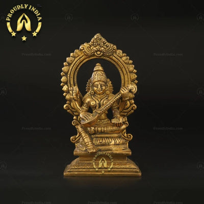 7 Inch Brass Saraswati Idol