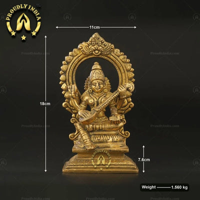 7 Inch Brass Saraswati Idol