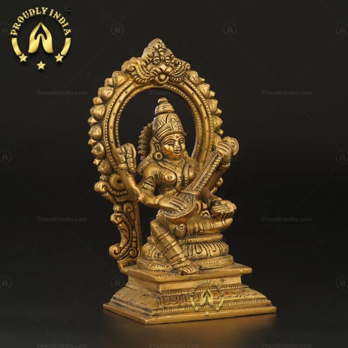 7 Inch Brass Saraswati Idol