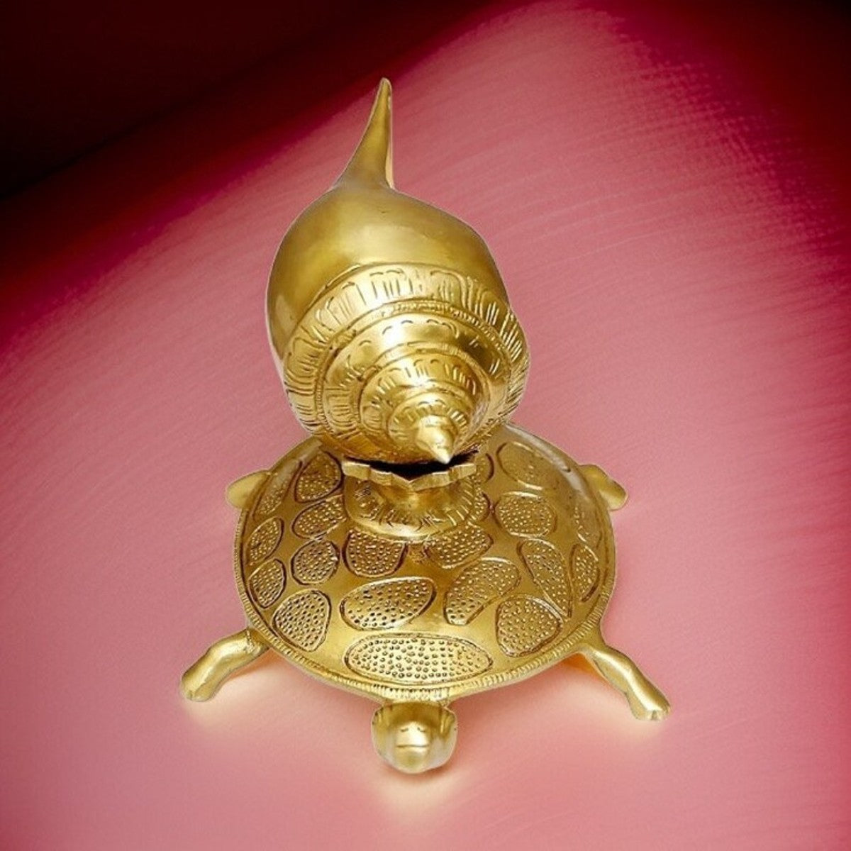 Brass Shankh on Tortoise Stand