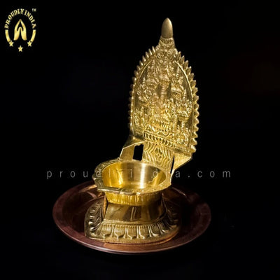 Brass Ashtalakshmi Vilakku With Copper Plate