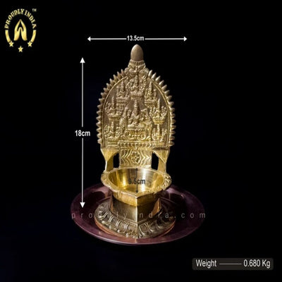 Brass Ashtalakshmi Vilakku With Copper Plate