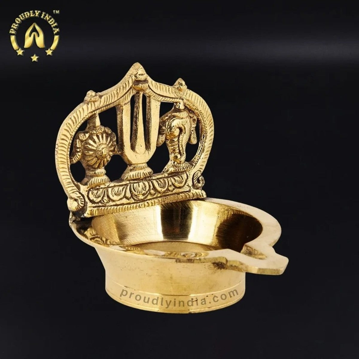 Antique Shankh Chakra Namah Oil Lamp