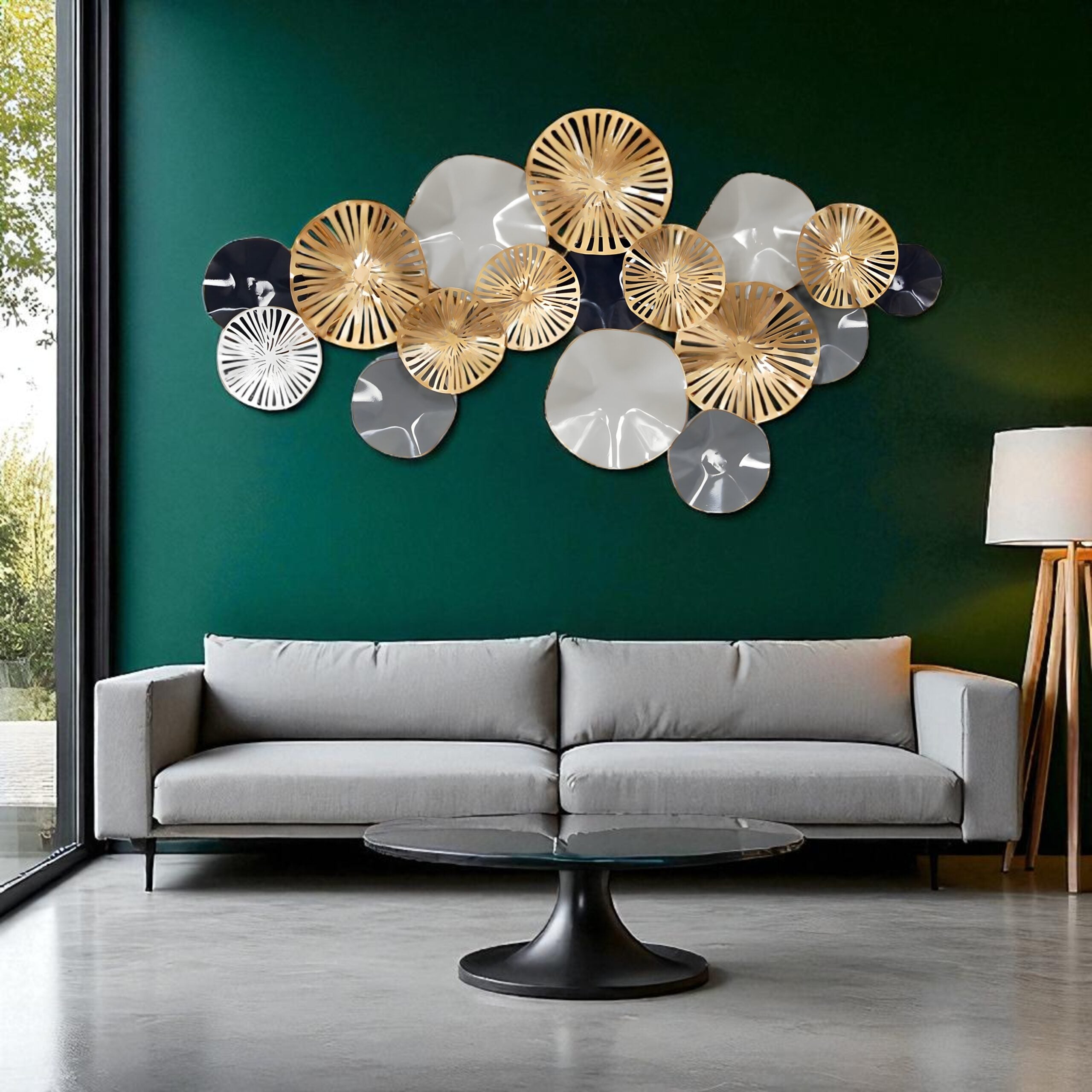 Monochrome Mirage Metallic Disc Wall Art