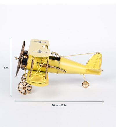 Retro Iron Yellow Military Aircraft Miniature Showpiece