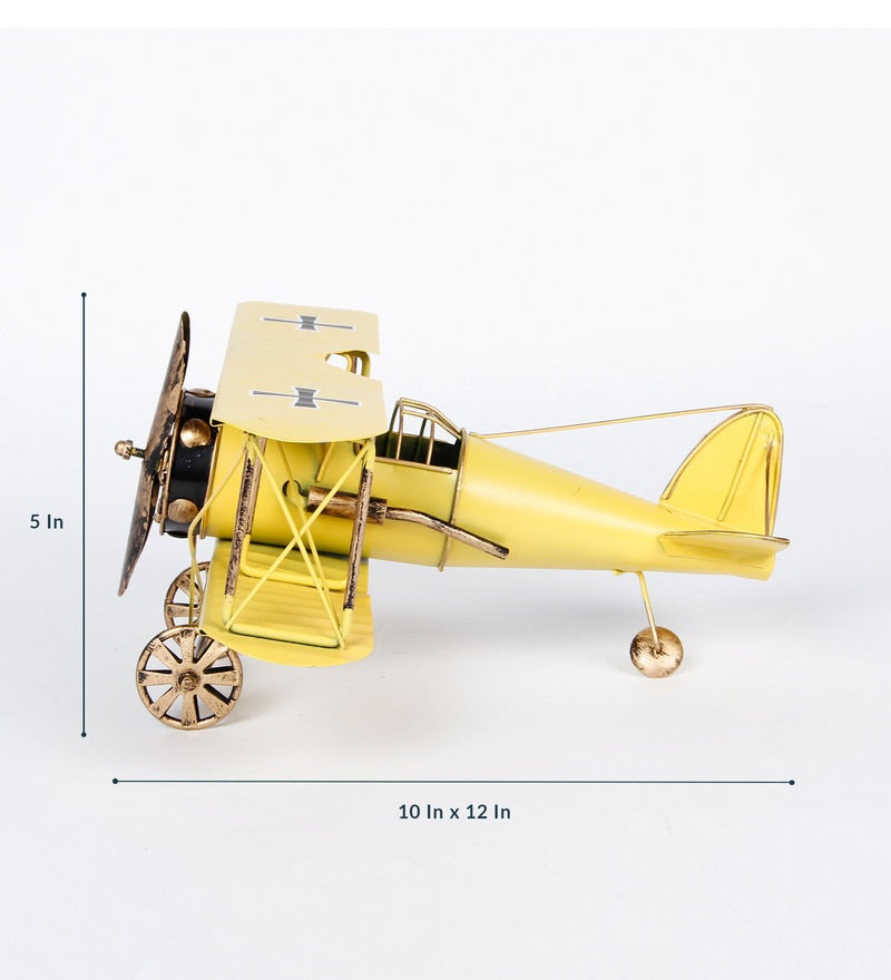 Retro Iron Yellow Military Aircraft Miniature Showpiece