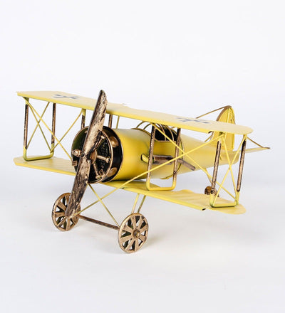 Retro Iron Yellow Military Aircraft Miniature Showpiece