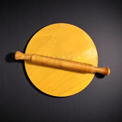 Yellow Wooden Belan Chakla set